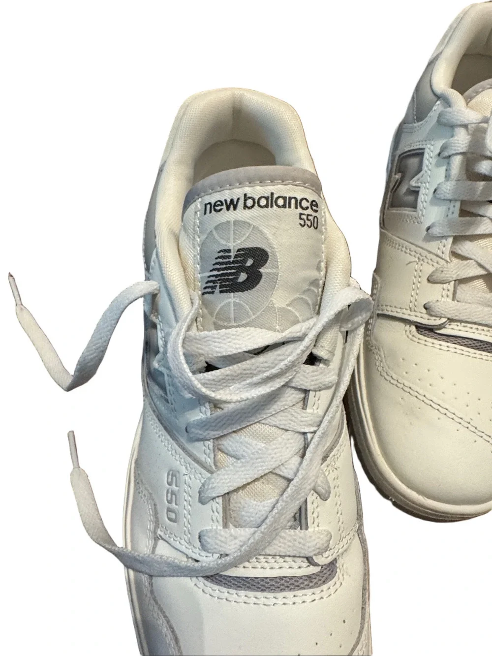New Balance 550 White Sneakers with Silver Accents Size 10